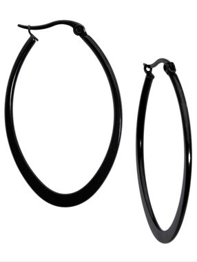 40mm Black Tone PVD Stainless Steel Oval Hoop Earrings